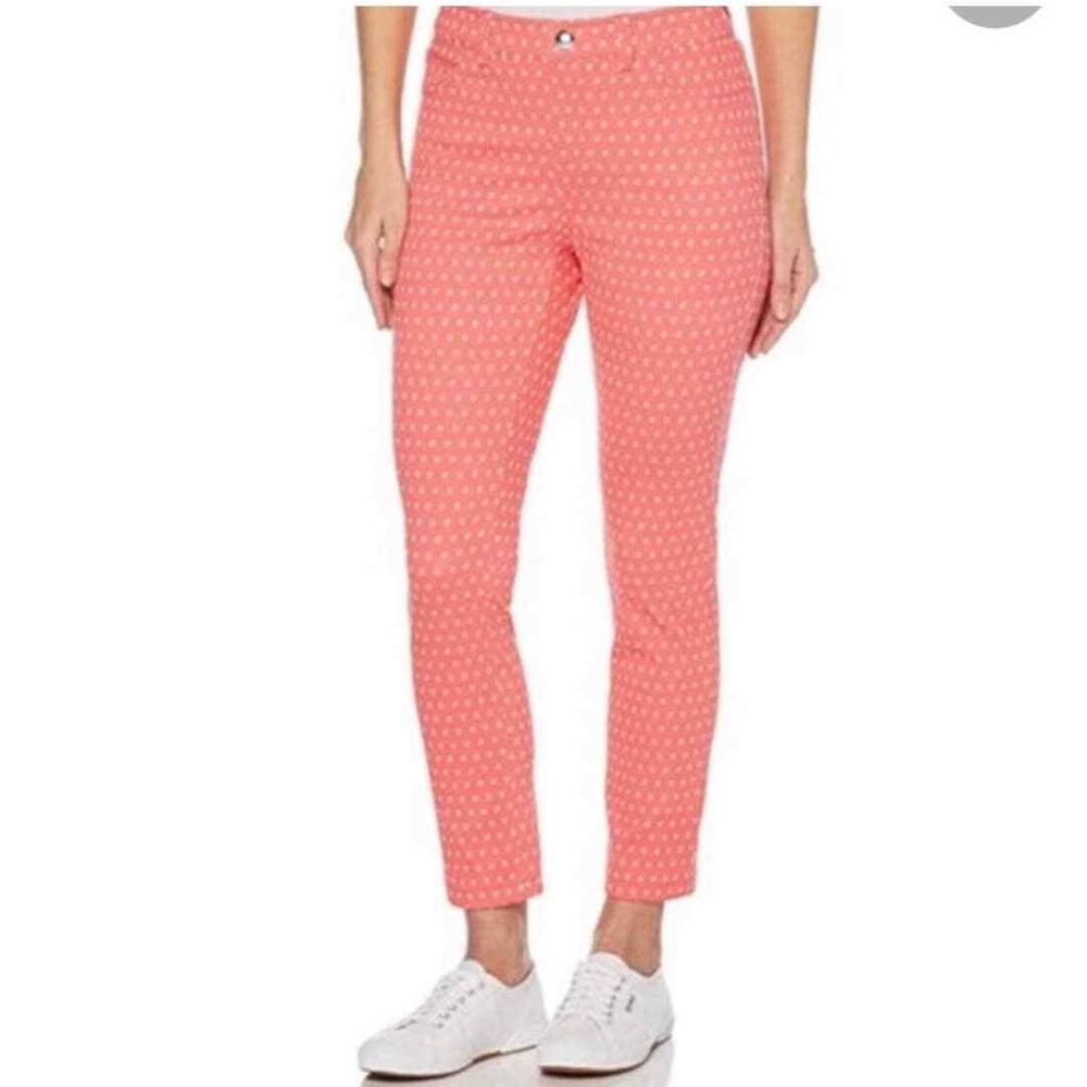 Rafaella Comfort Skinny Ankle Pants Calypso Coral Size 10 Summer Preppy Spring